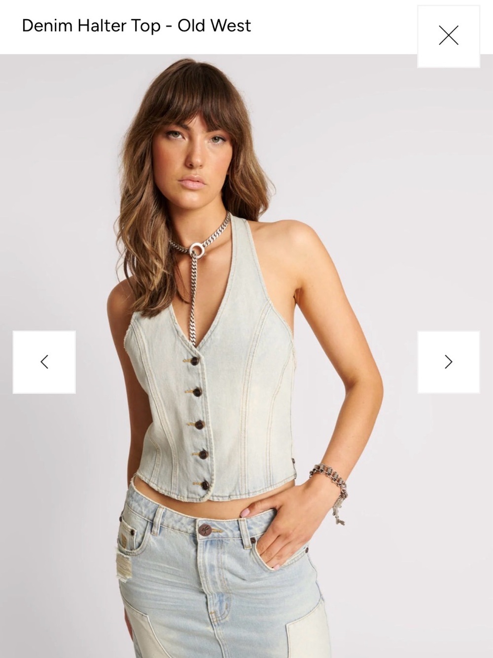 One Teaspoon Light Blue Denim Halter Corset Crop Top